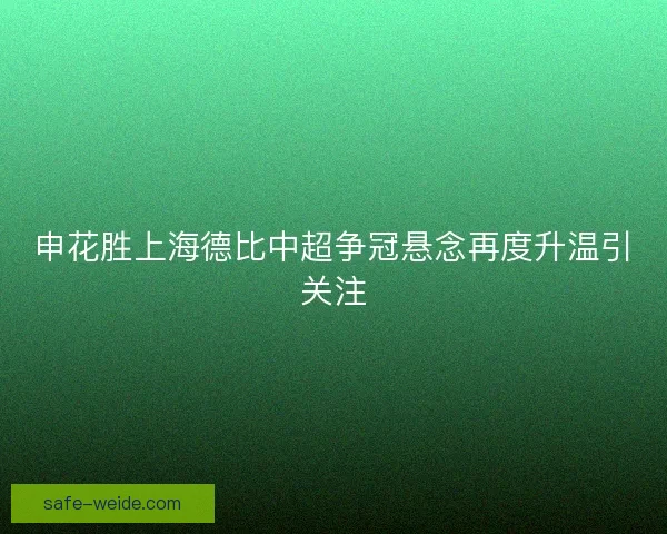 申花胜上海德比中超争冠悬念再度升温引关注